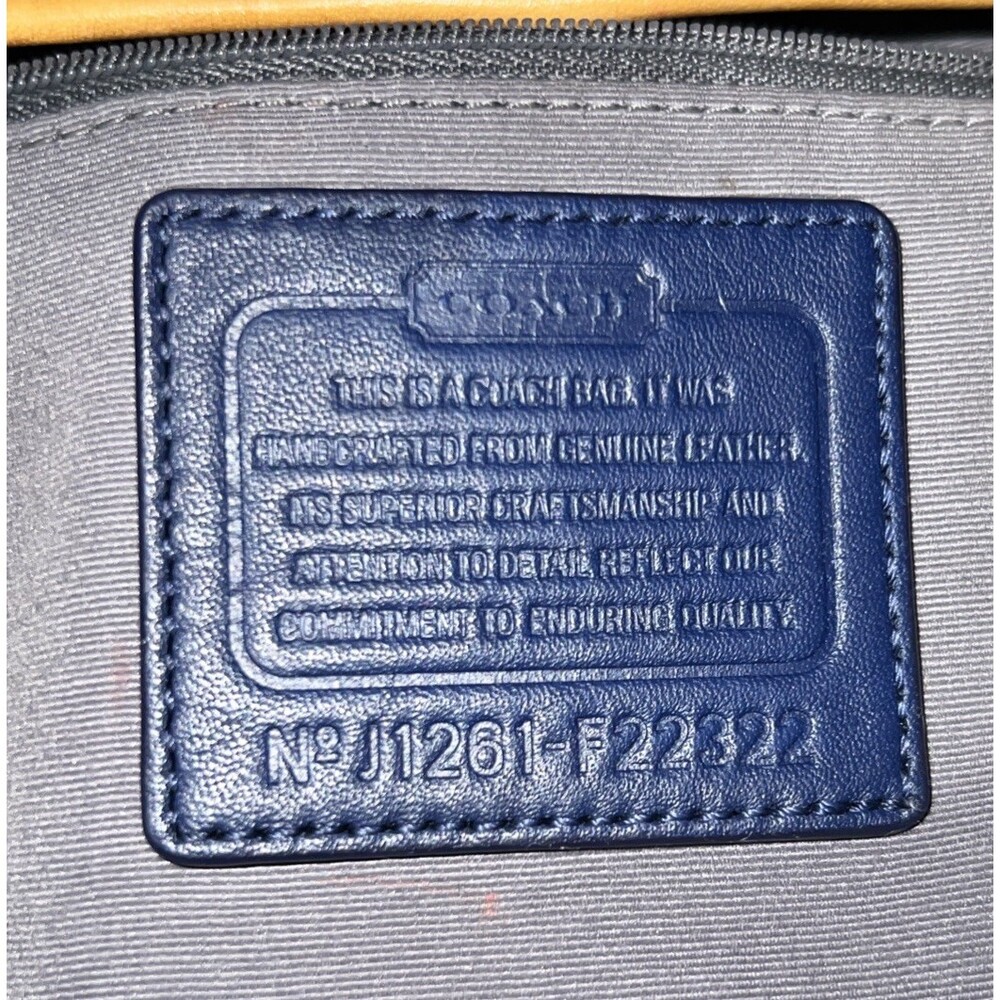 Coach Women’s Peyton Shoulder Purse Navy-Blue/Tan Leather J1261-F22322 - Picture 6 of 12